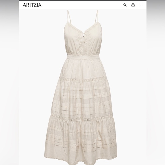 Aritzia Dresses & Skirts - Aritzia Cream Eyelet Tiered Spaghetti-Strap Maxi Dress - Feminine Lace Detail
